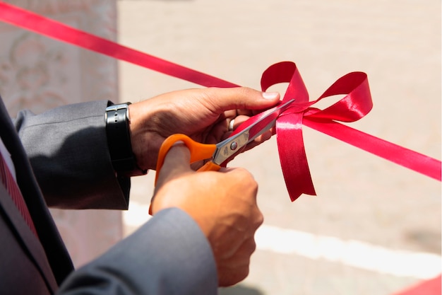 Cutting Red Ribbon Inauguration