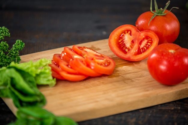 Cutting vegetables for salad