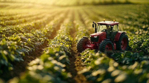 Photo cuttingedge agricultural technology modern tractor navigates a farm showcasing the future of farming