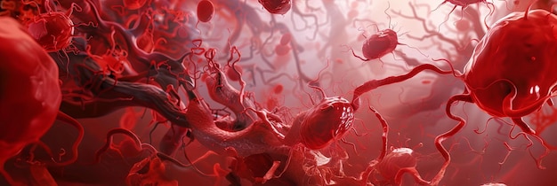 CuttingEdge D Medical Visualization Red Blood Cell Flow in Vascular System with Leukemia and Hemophilia Implications