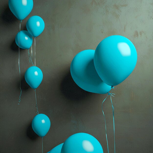 Cyan Birthday Balloon