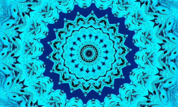 Cyan kaleidoscope background, gift wrapping and wallpaper concept