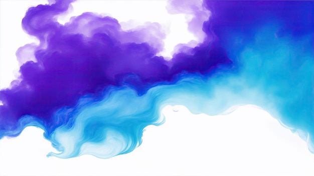 Cyan and Purple smoke clouds on a white background