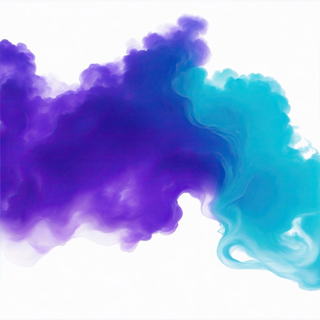 Cyan and Purple smoke clouds on a white background