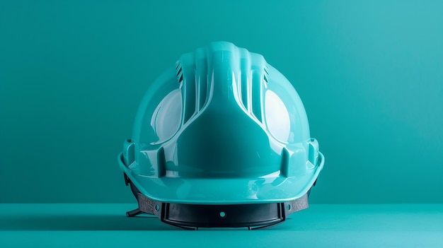 Photo cyan safety helmet on flat background