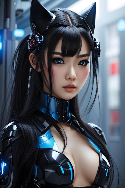 Cyber Anime Girl Cyber Girl Cyber Anime Futuristic Anime Girl Cyber Anime Girl Wallpaper Anime Girl AI Generative