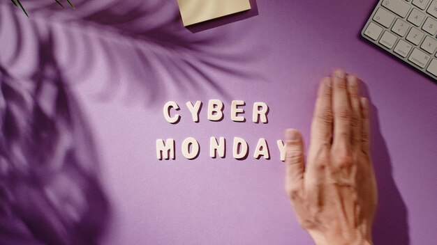 Cyber Monday alphabet letters on pink background