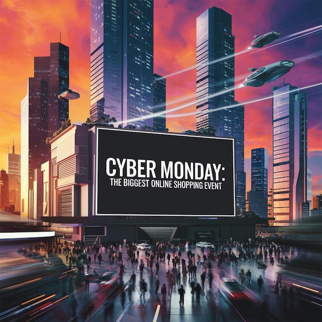 Cyber Monday biggest online shopping event Premium AIgenerated illustration and vector design