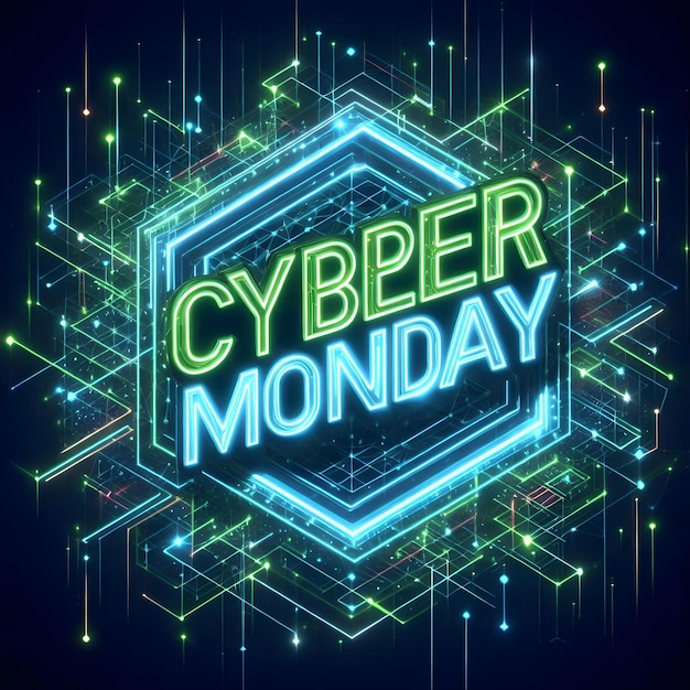 Cyber Monday Event Neon Ad Design for Tech Savings