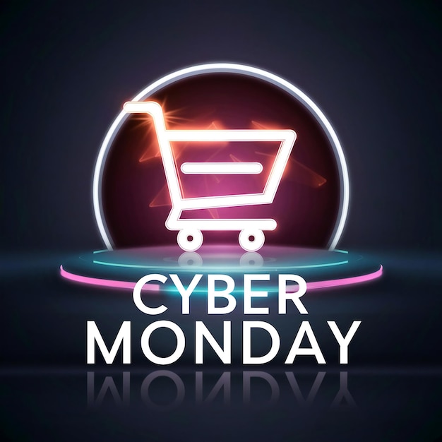 Photo cyber monday flash sale background image for advertising banner leaflet cyber monday shopping cart