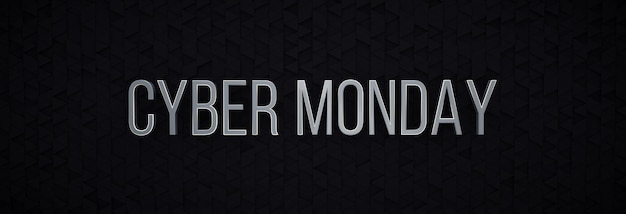 Cyber Monday logo Cyber Inscription Monday in 3D Rendering on Black Background with Offset Triangles