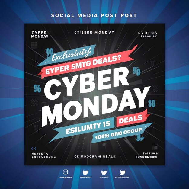 Photo cyber monday social media post design