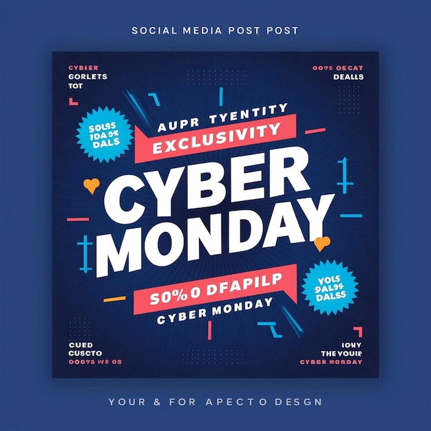 Photo cyber monday social media post design