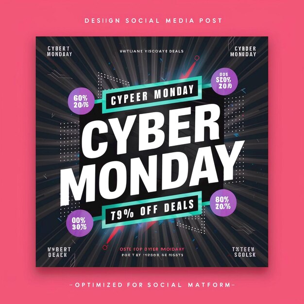 Photo cyber monday social media post design