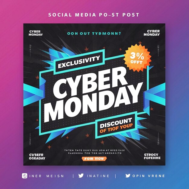 Photo cyber monday social media post design