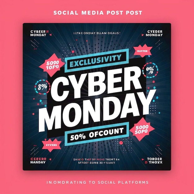 Photo cyber monday social media post design