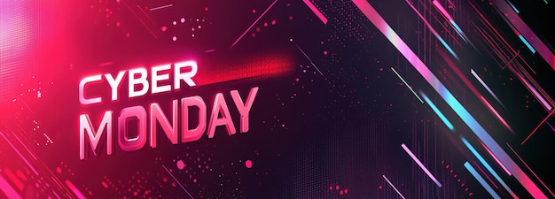 Photo cyber monday vibrant digital banner with dynamic lines and colors