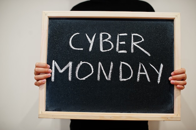 Cyber monday written on chalkboard