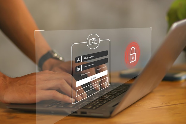 Cyber security concept Login User identification information security and encryption secure Internet access cybersecurity secure access to user's personal information