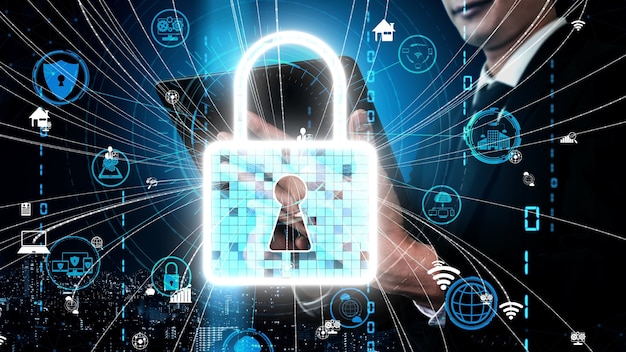 Cyber security encryption technology to protect data privacy conceptual