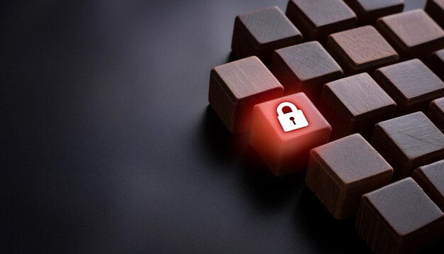 Photo cyber security technology background with a padlock internet security and data protection