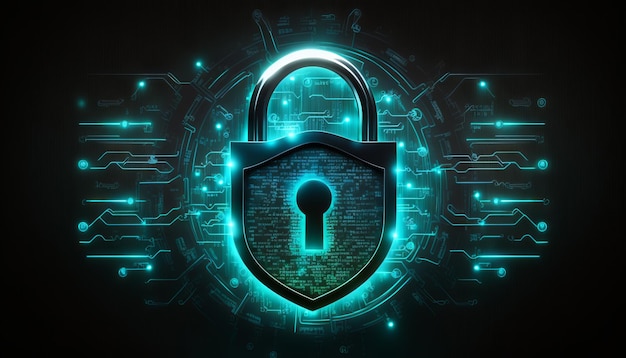 Cyber securityDigital padlock icon