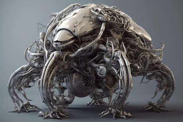 Cybernetic robot spider drone Nano tech and Futuristic future technologies illustration generative ai