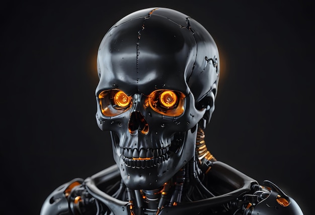 Cybernetic Skull with Glowing Eyes