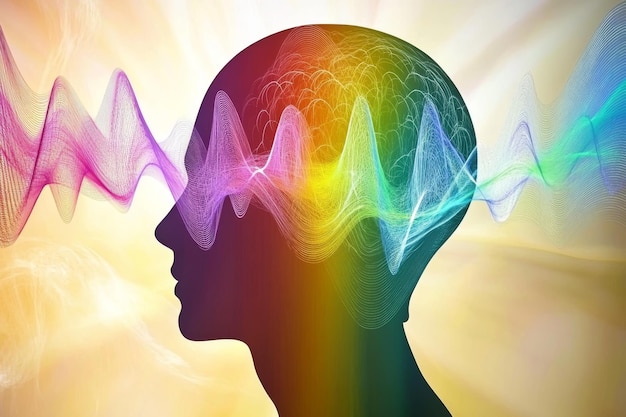 Cybernetic transmission holographic projection and pulse transmission a rainbow colored brain with