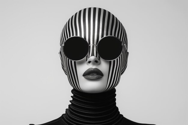 Photo cybernetic women dressed in minimalist metallic attire oozing avantgarde futurism in a monochromatic