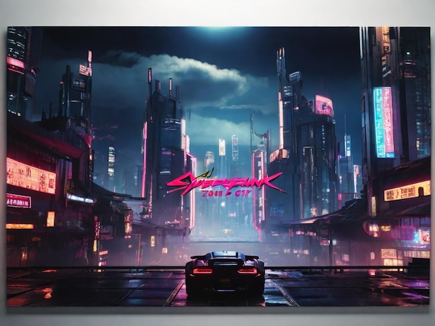 Photo cyberpunk 2077 night city panoramic city