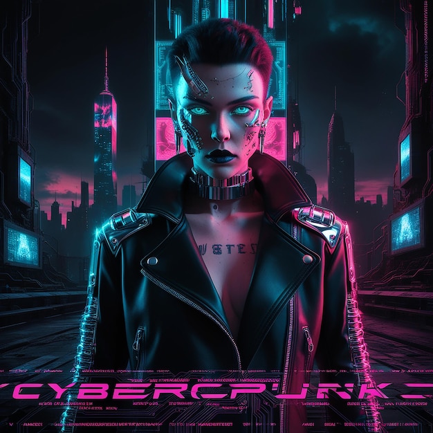 Photo cyberpunk aesthetic portrait concept