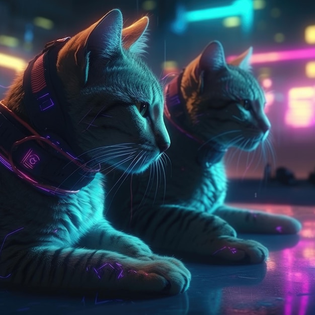 Cyberpunk cats Genrative Ai