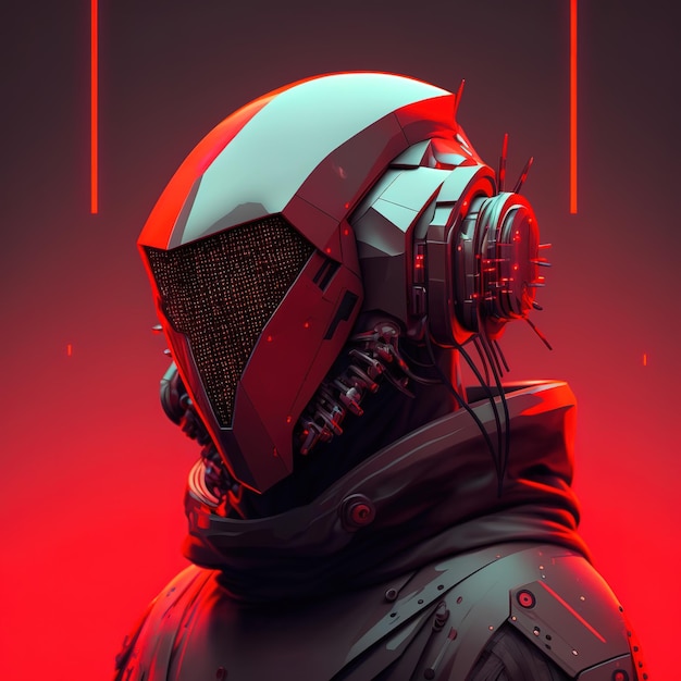 Cyberpunk character helmet design