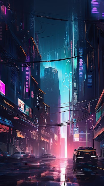 Cyberpunk Cityscape Illustration