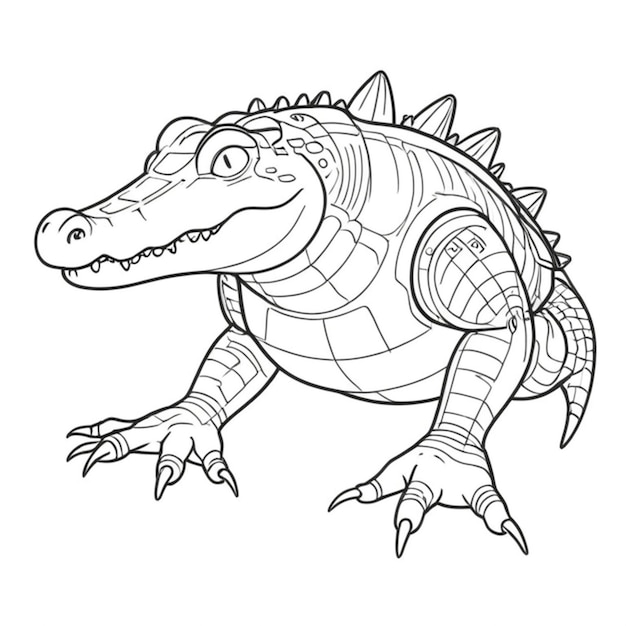 cyberpunk crocodile line white background