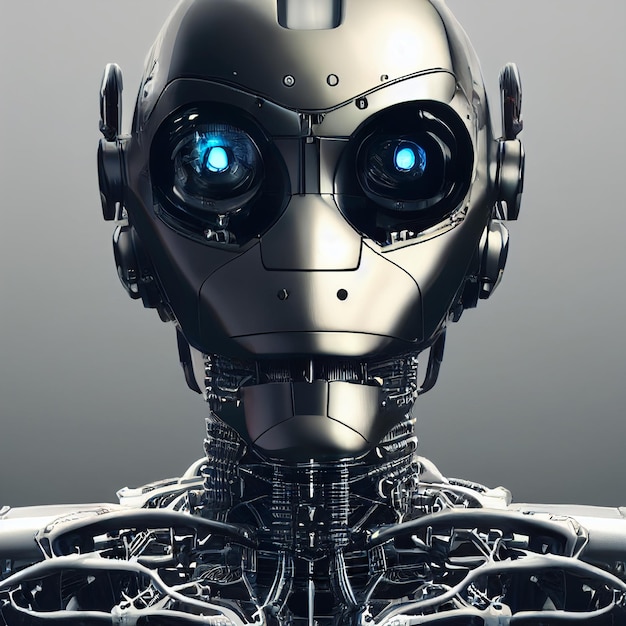 Cyberpunk cyborg robot futuristic portrait 3d rendering