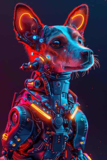 Cyberpunk Dog in Neon Lights