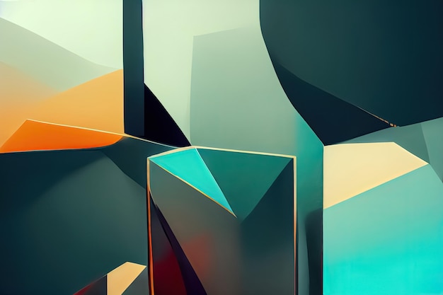 Cyberpunk dynamic scifi tech abstract minimal geometric trendy background 3D digital illustration