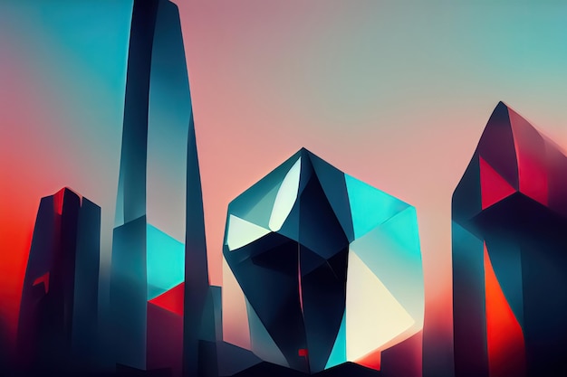 Cyberpunk dynamic scifi tech abstract minimal geometric trendy background 3D digital illustration