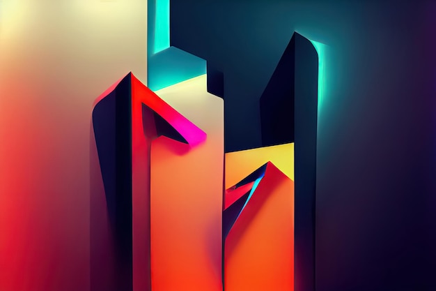 Cyberpunk dynamic scifi tech abstract minimal geometric trendy background 3D digital illustration