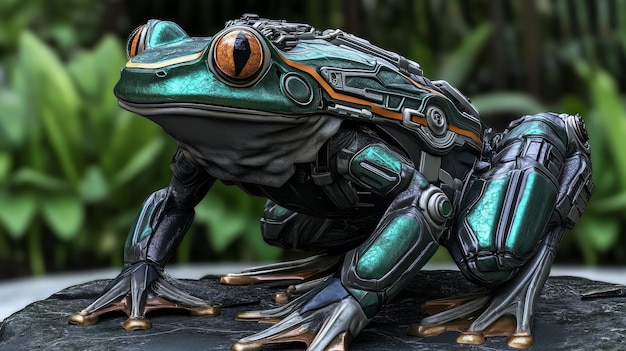 Cyberpunk Frog Statue