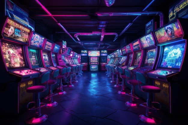 Cyberpunk game center nightlife gambling light