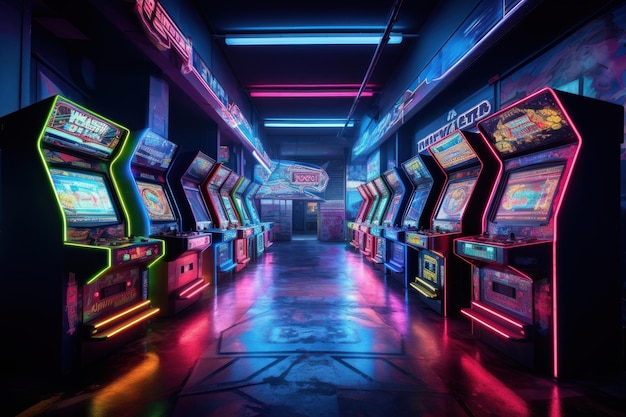 Cyberpunk game center nightlife light neon