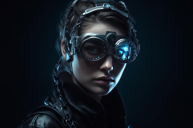 Cyberpunk girl goggles beauty Generate Ai