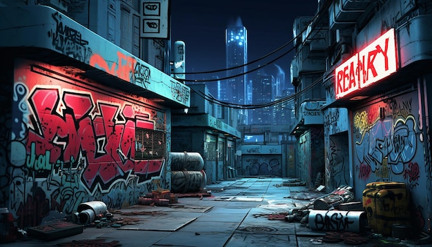 Cyberpunk grafitti art in the style of banksy