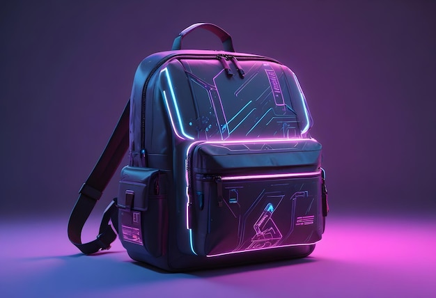 cyberpunk Highresolution 3D render of a lightweight compact school bag