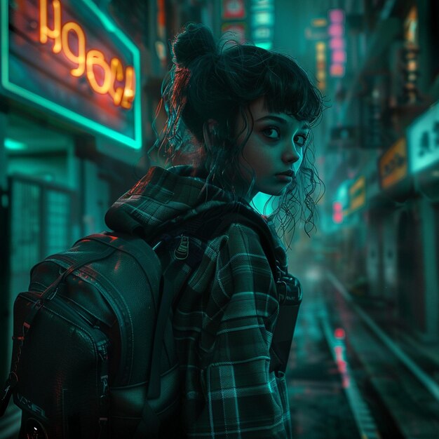 Photo cyberpunk schoolgirl