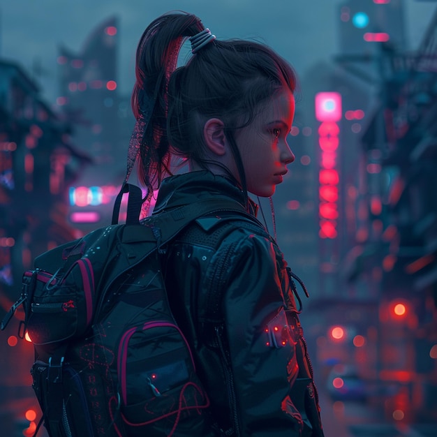 Photo cyberpunk schoolgirl