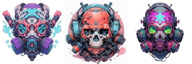 Cyberpunk skull logo 2D